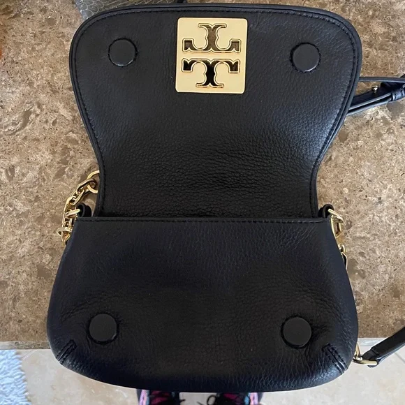 Tory Burch black Leather Shoulder Bag with Gold Chain - Picture 3 of 4